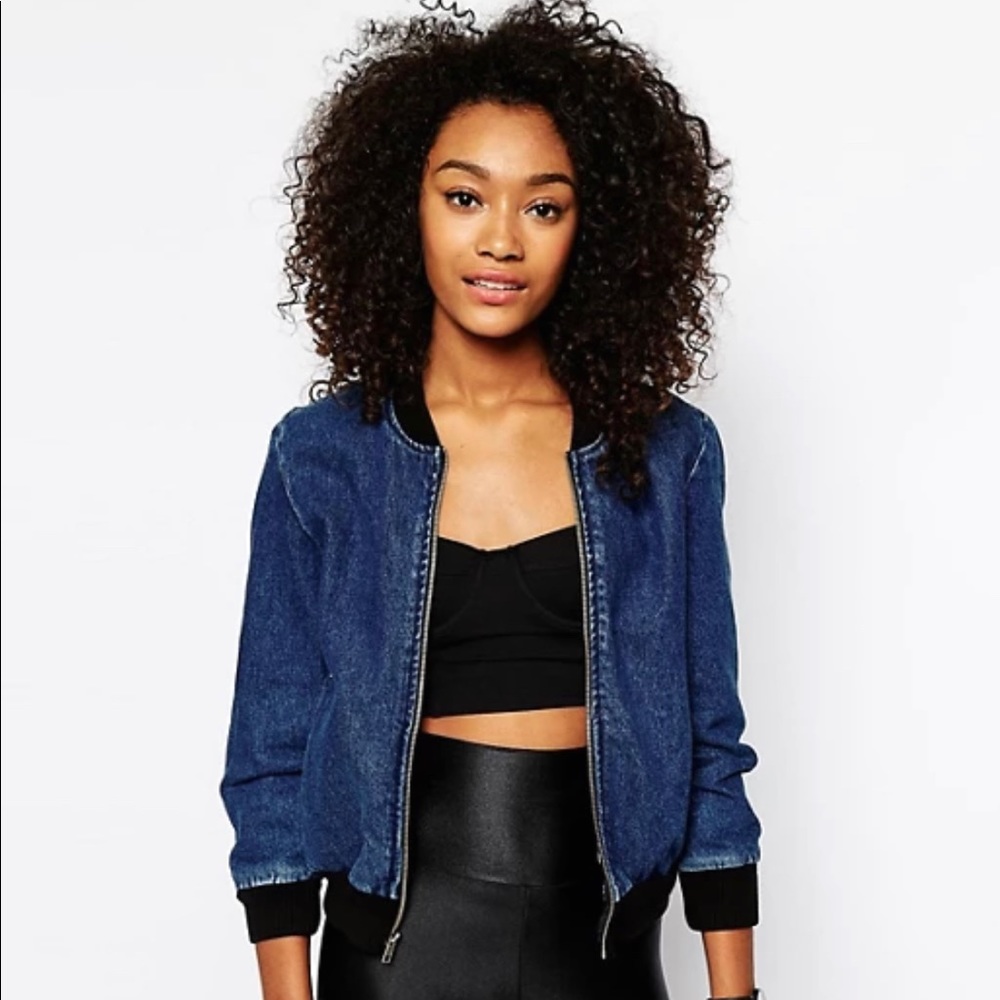 American apparel denim bomber jacket sz m